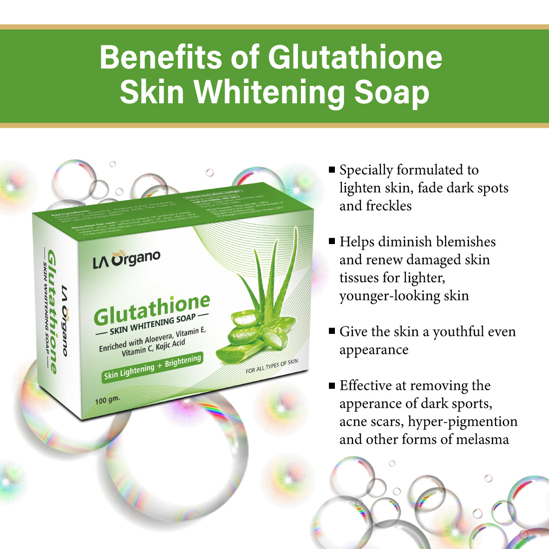 Glutathione Aloe Vera Skin Whitening Soap LA Organo