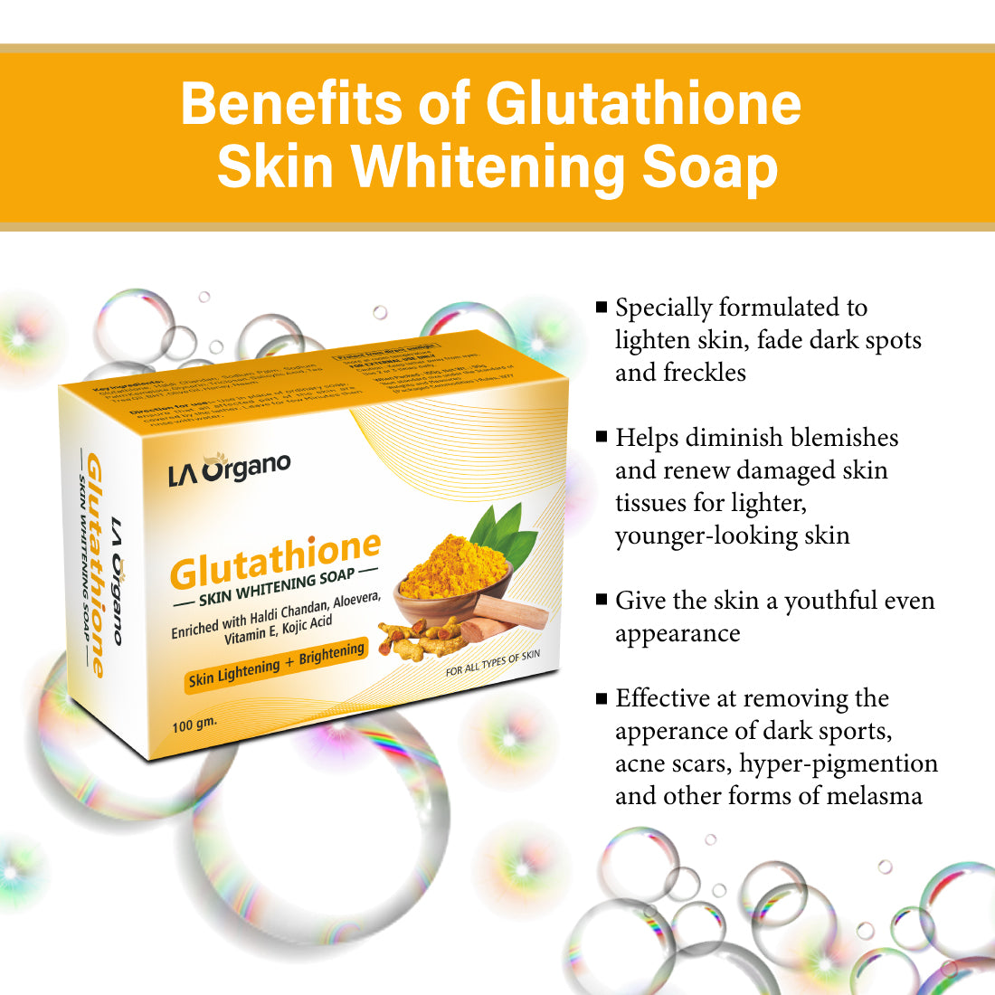 Glutathione Haldi Chandan Skin Whitening Soap LA Organo Glutathione Haldi Chandan Skin Whitening Soap LA Organo