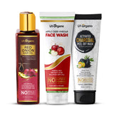 Apple Cider Vineger Face Wash+Red Onion Hair Oil+Activated Charcoal Peel Off Mask-Skin & Hair Care Combo (Pack of 3)