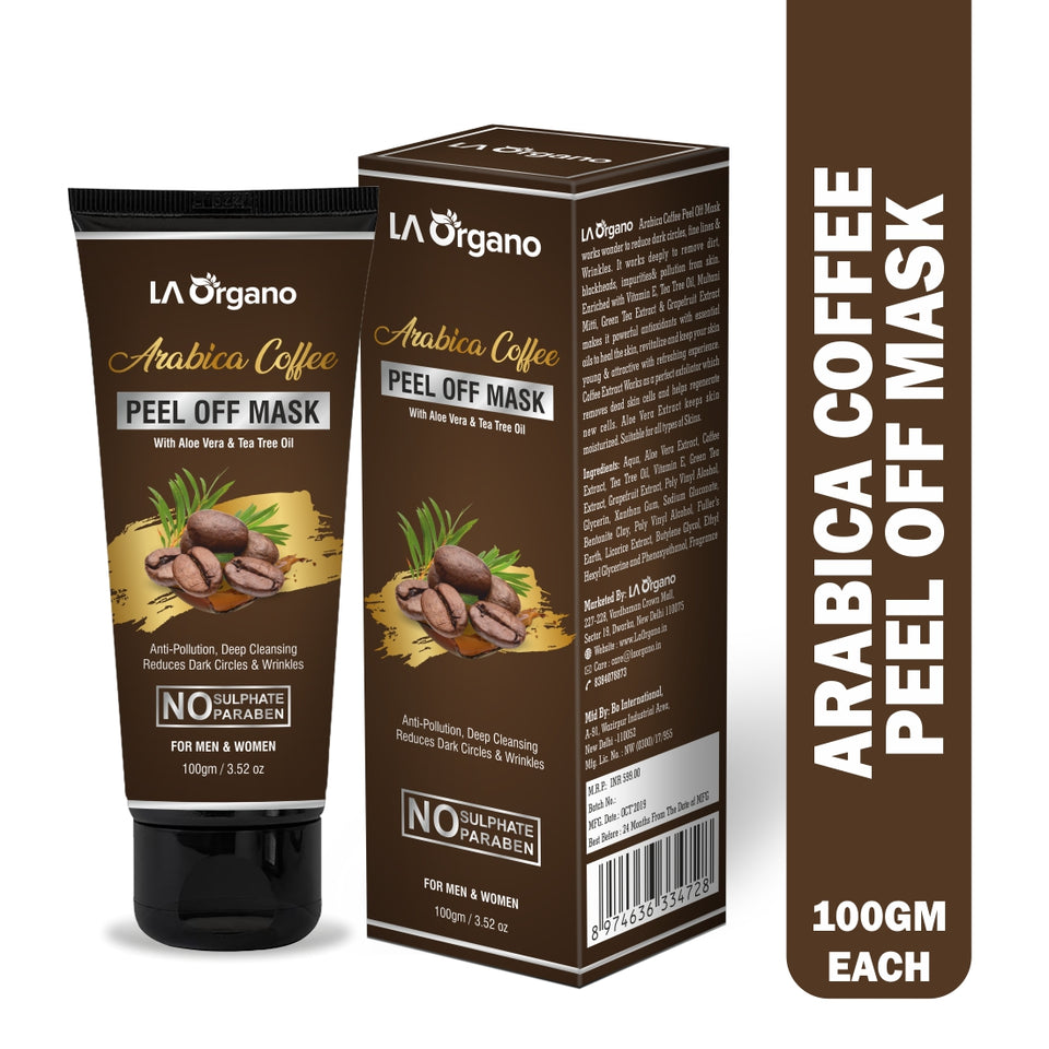 Arabica Coffee Peel Off Mask with Tea Tree & Aloe Vera Extracts For Anti-Pollution & Reduces Dark Circles