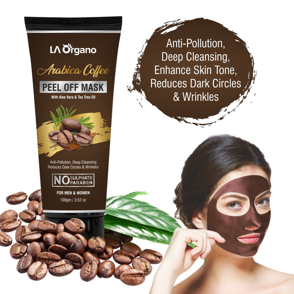 Arabica Coffee Peel Off Mask with Tea Tree & Aloe Vera Extracts For Anti-Pollution & Reduces Dark Circles