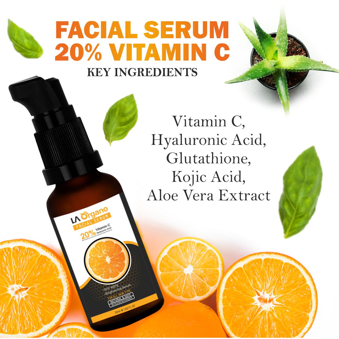 Vitamin C Serum for Face Glow and Skin Whitening - LA Organo Vitamin C Serum for Face Glow and Skin Whitening - LA Organo