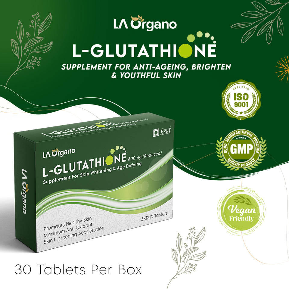 L-Glutathione with Vitamin C Supplement for Brighten Skin, Anti-Ageing, Skin Radiance, Youthful Skin & Skin Glow
