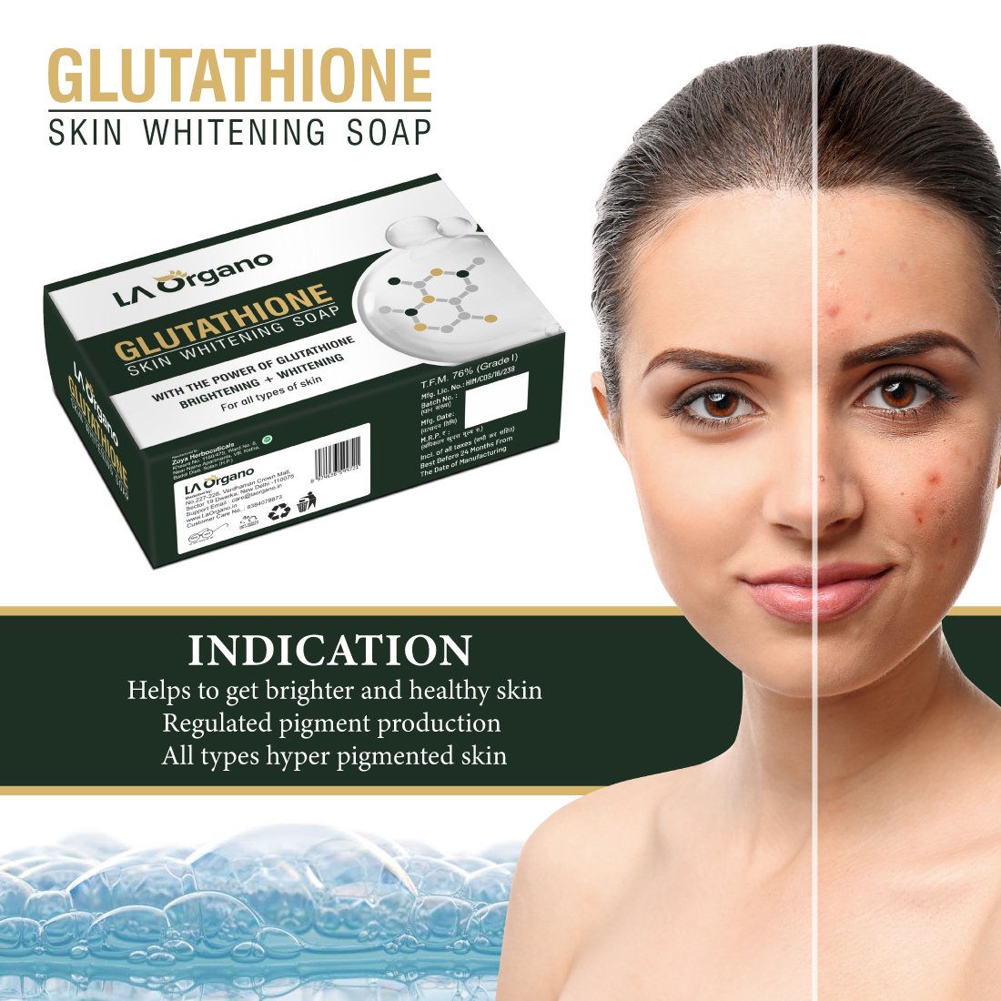 Glutathione Skin whitening Soap with Activated Charcoal Peel Off