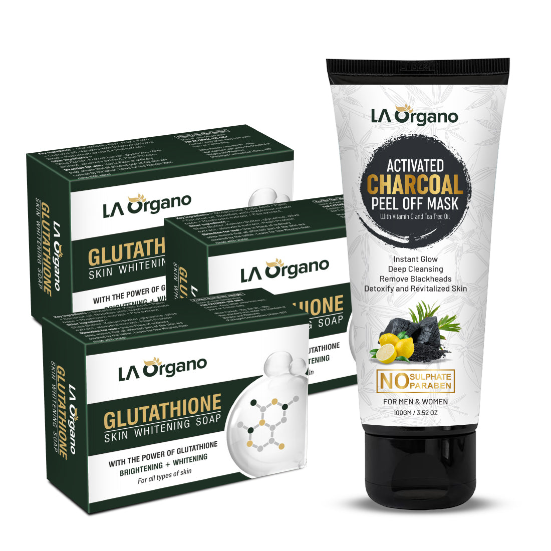 Glutathione Skin whitening Soap with Activated Charcoal Peel Off Mask( LA Organo Glutathione Skin whitening Soap with Activated Charcoal Peel Off Mask( LA Organo