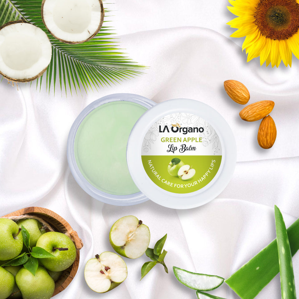 LA Organo Organic Lip Balm with Green Apple, Rose, Tint and Kokum Butter (10 g)