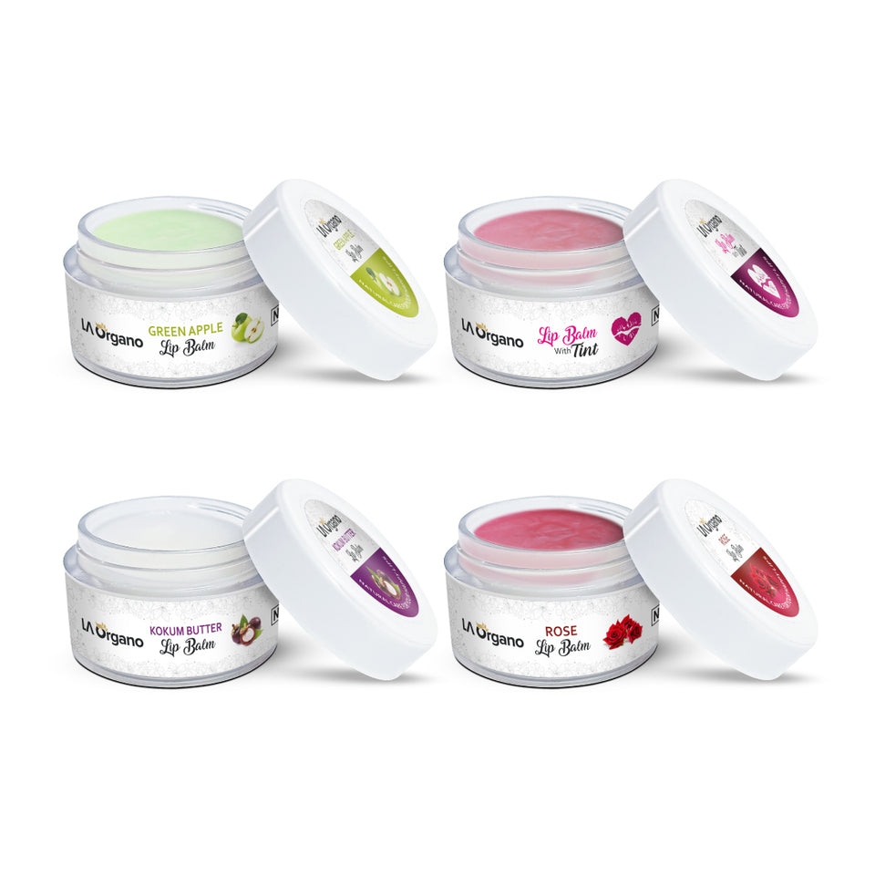 LA Organo Organic Lip Balm with Green Apple, Rose, Tint and Kokum Butter (10 g)