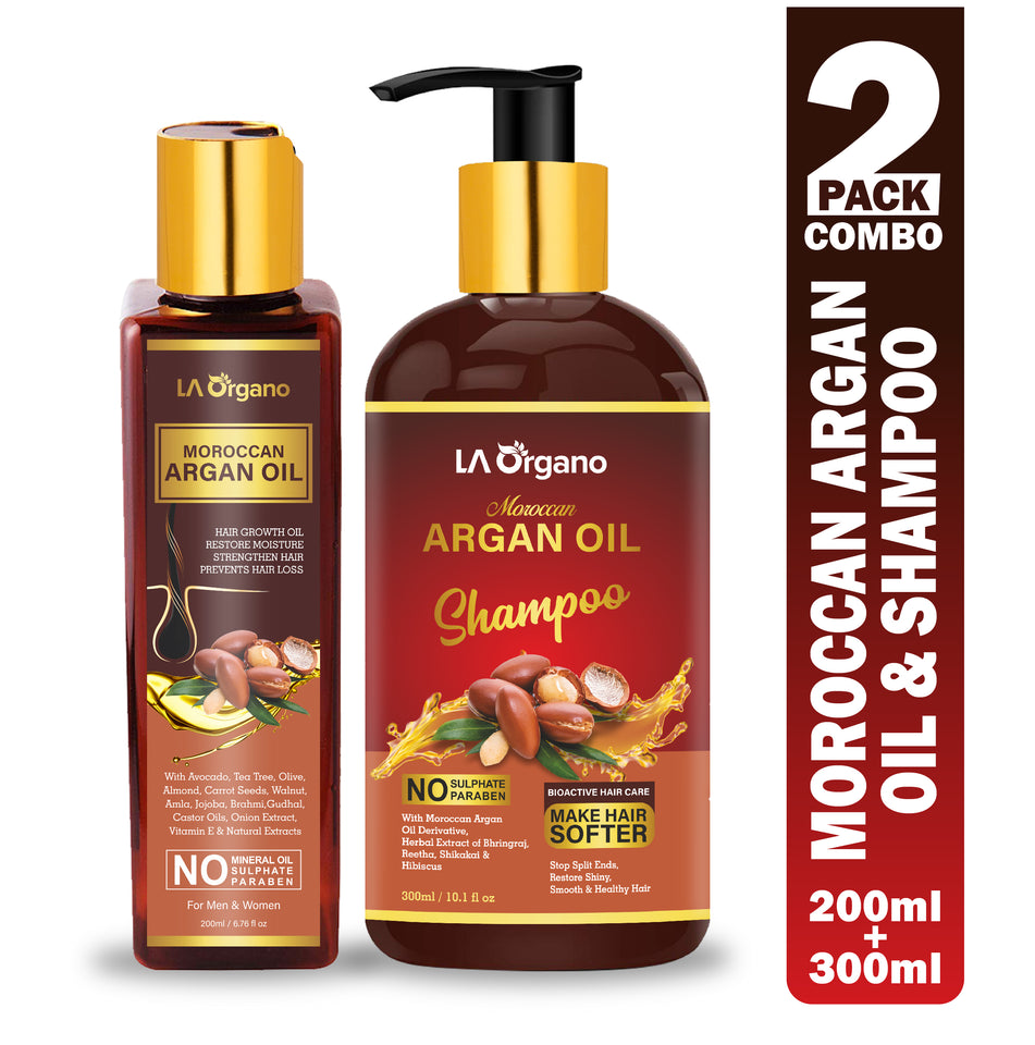 Argan Hair Oil & Shampoo For Hair Growth,Smooth & Shiny Hair- Perfect Hair Care Combo(Pack of 2)