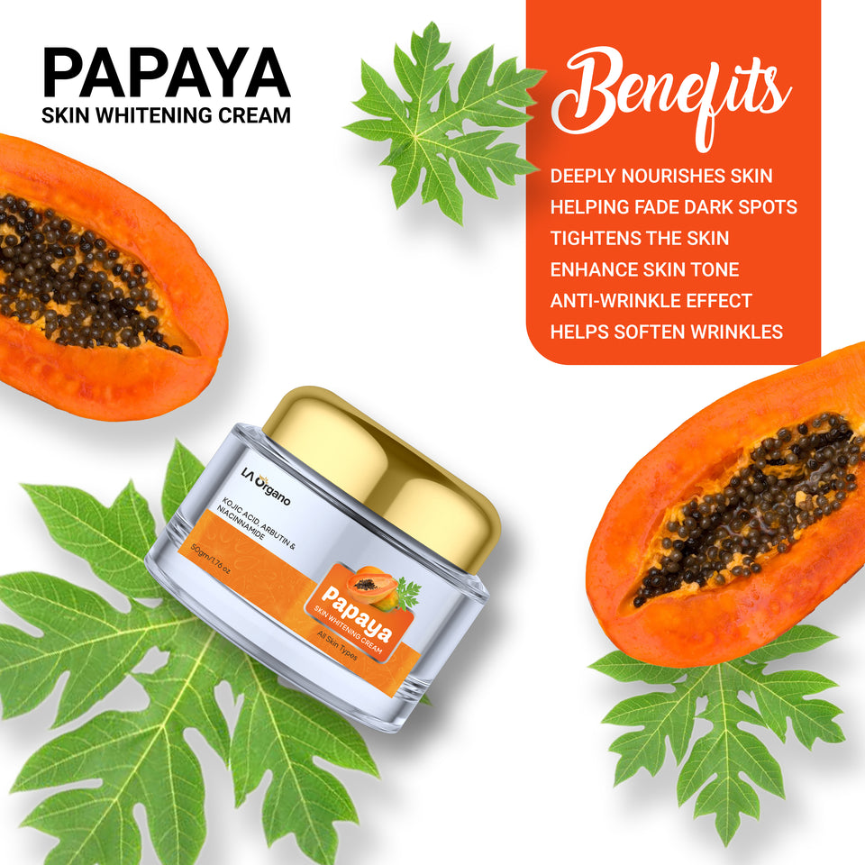 Papaya Cream for Skin Brightening & Whitening Enriched with Arbutin, Vitamin E, Kojic Acid & Licorice Extract (50 gm)