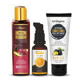Red Onion Hair Oil+Activated Charcoal Peel Off Mask+Vitamin C Face Serum Skin & Hair Care Combo(Pack of 3)