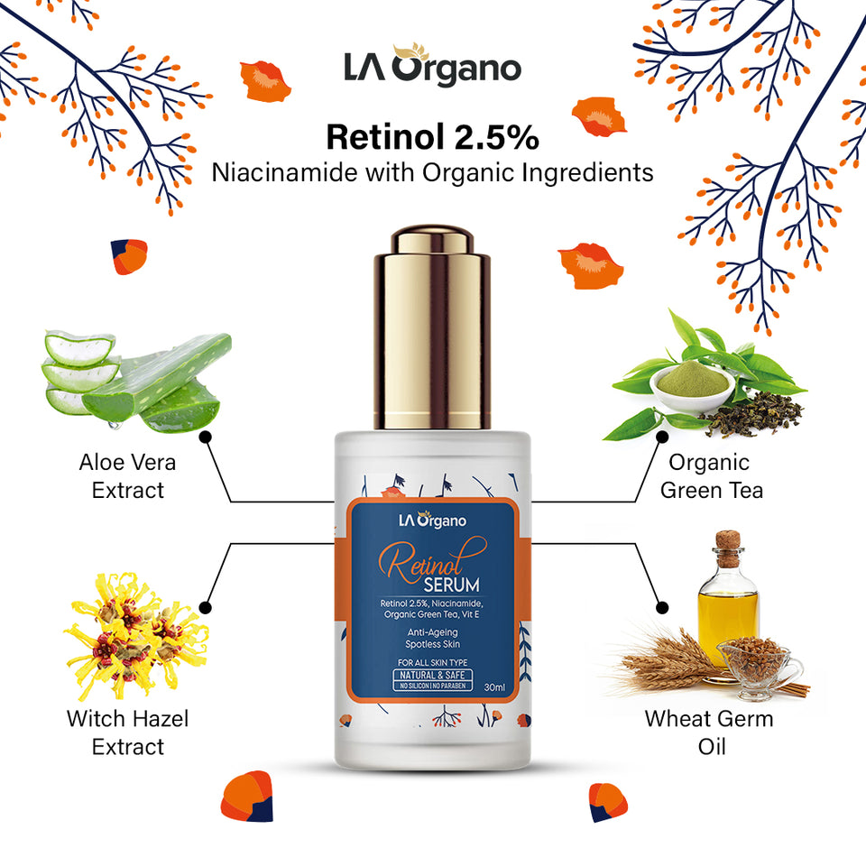 2.5% Retinol Face Serum For Anti Aging | Reduce Fine Lines & Wrinkles | Spotless Skin For Women & Men 30 ML