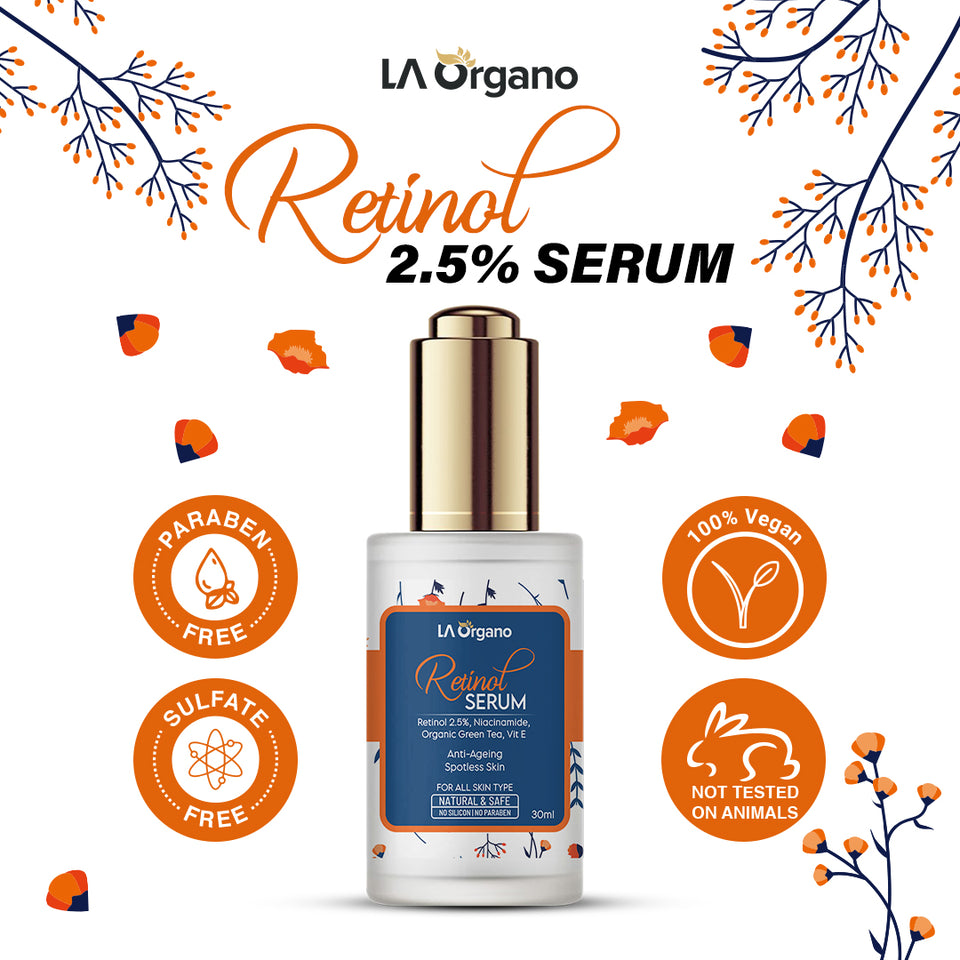 2.5% Retinol Face Serum For Anti Aging | Reduce Fine Lines & Wrinkles | Spotless Skin For Women & Men 30 ML