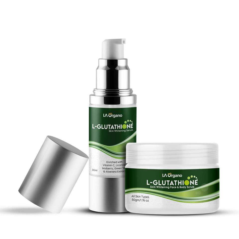 LA Organo Glutathione Face & Body Scrub, 50g & Glutathione Serum, 30ml (Pack of 2)
