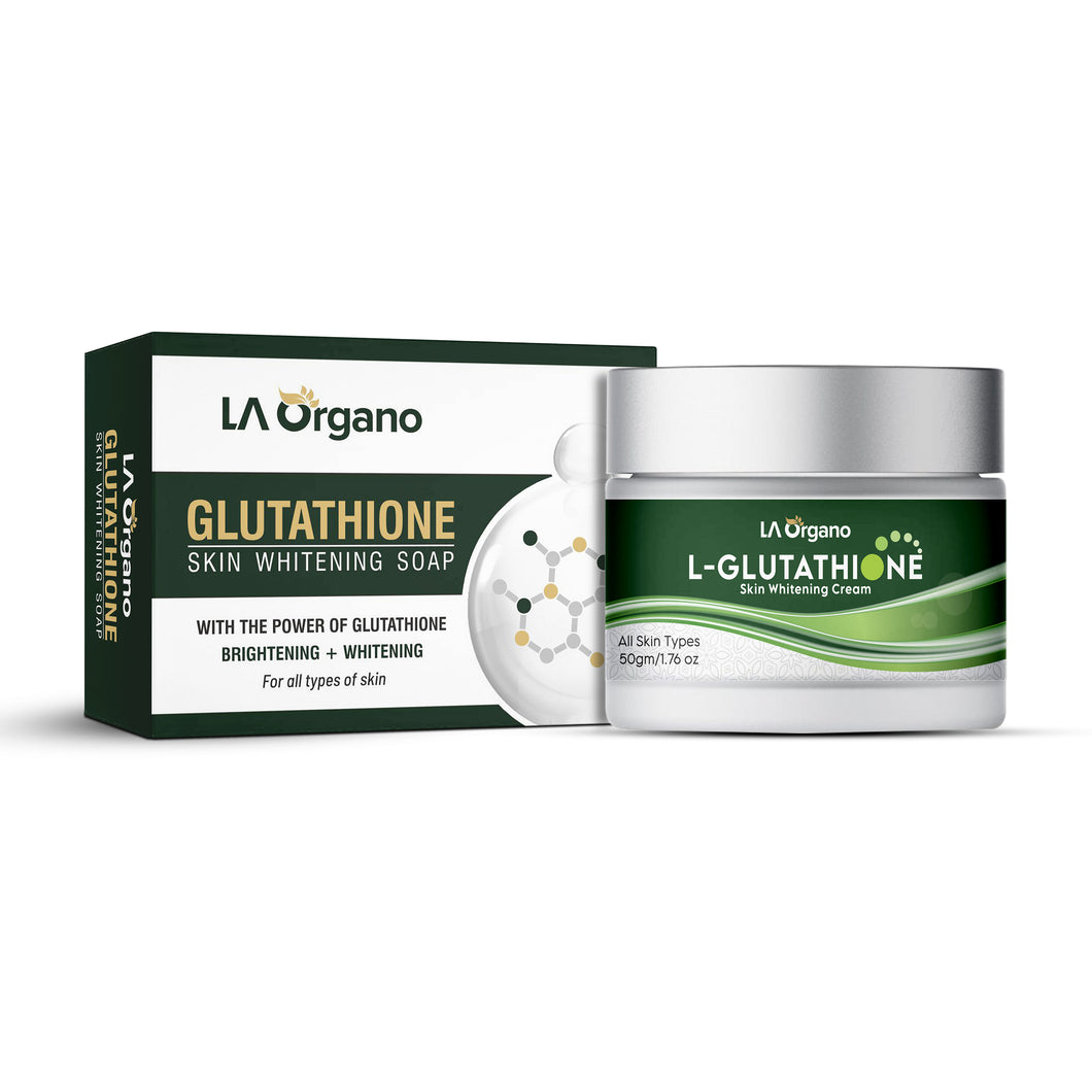 LA Organo Glutathione Cream, 50g & Glutathione Soap (Pack of 2)