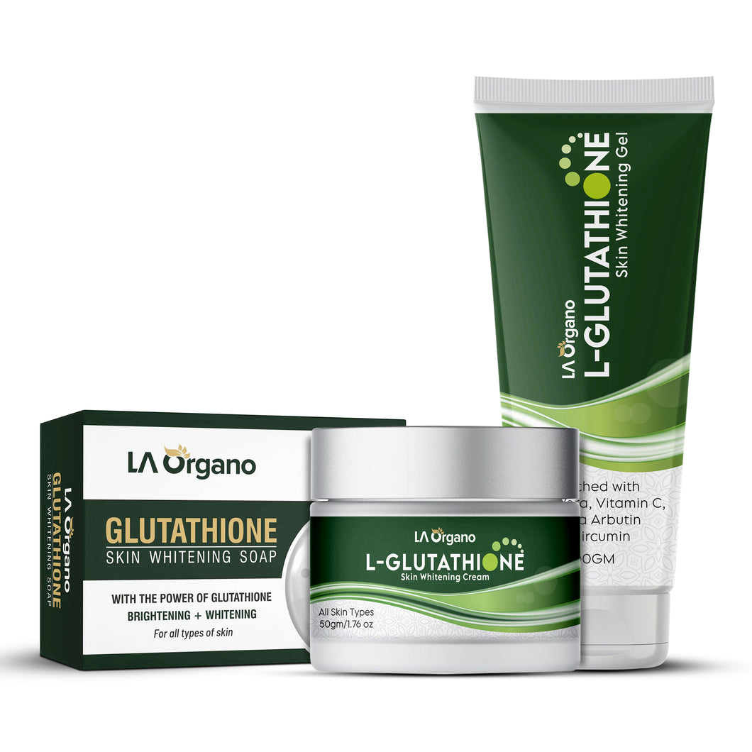 LA Organo Glutathione Cream, 50g & Glutathione Gel, 100g & Glutathione Soap (Pack of 3)