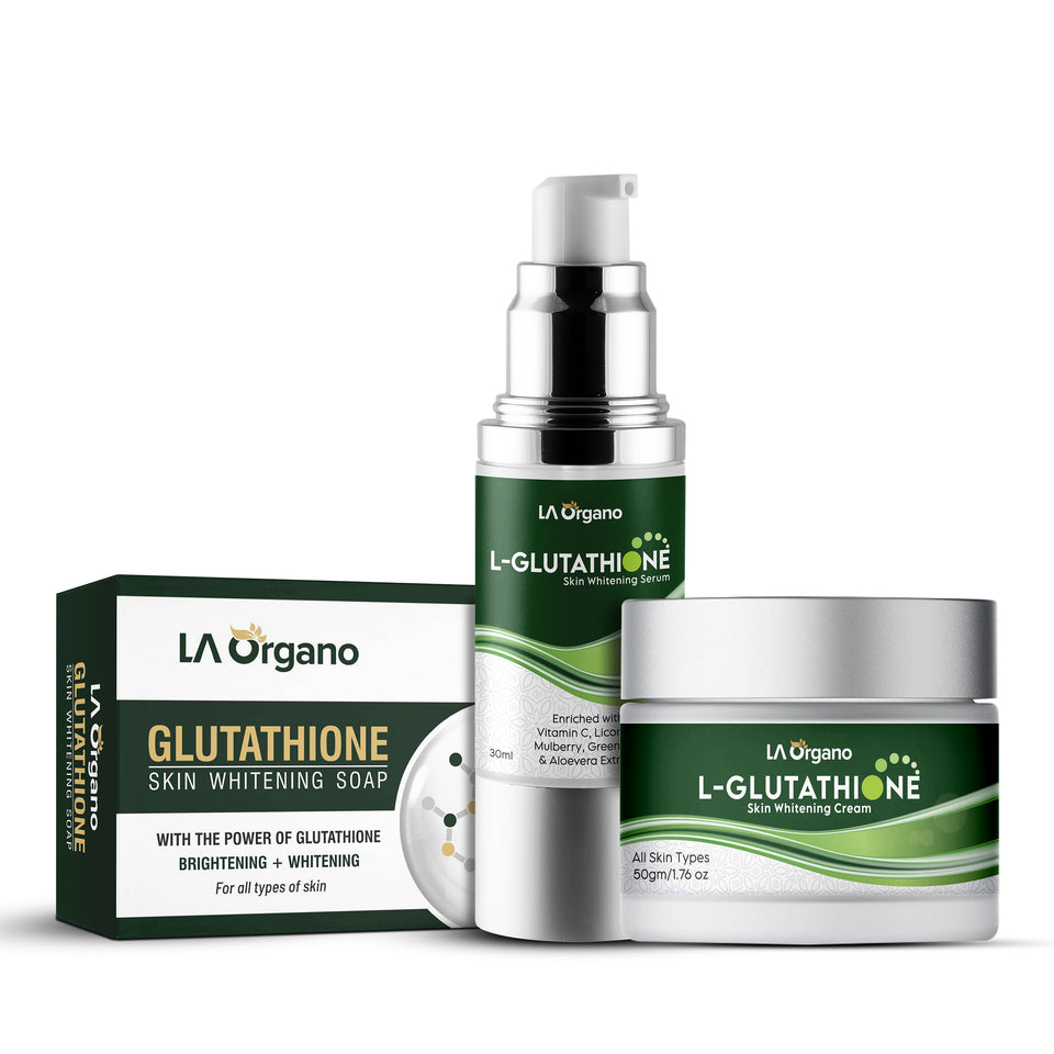 LA Organo Glutathione Cream, 50g & Glutathione Serum, 30ml & Glutathione Soap (Pack of 3)