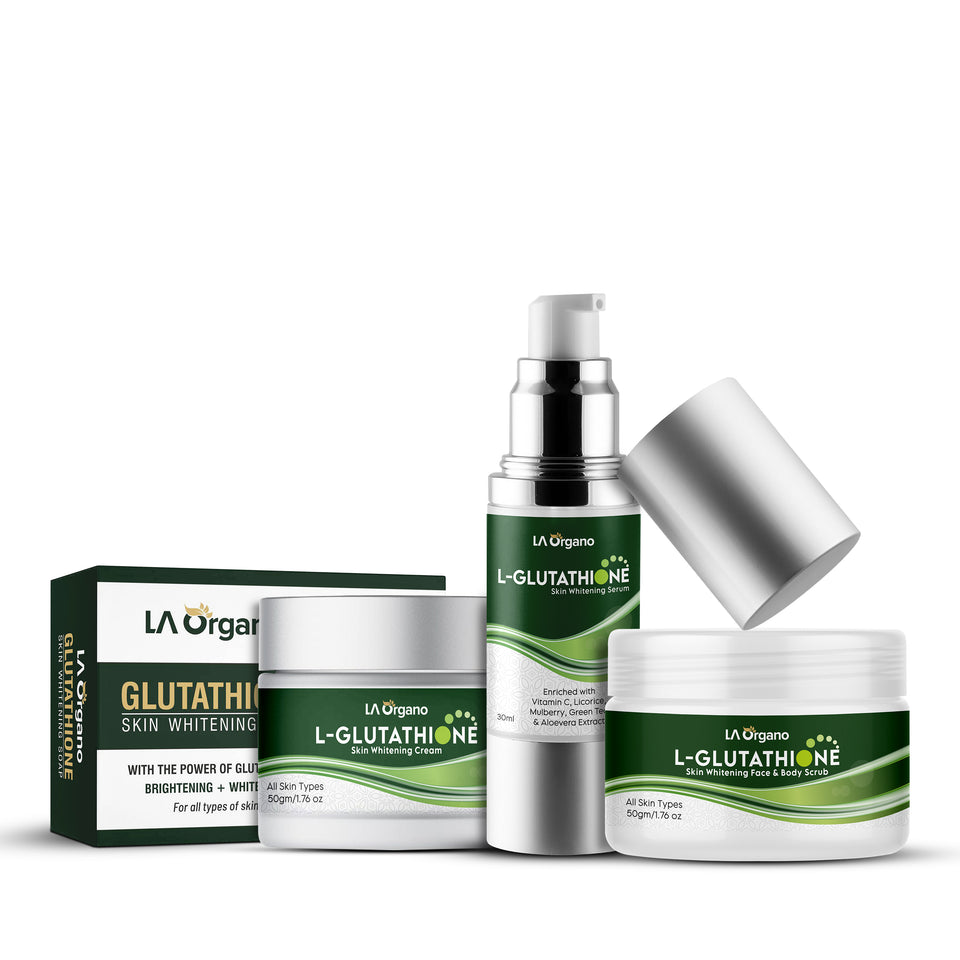 LA Organo Glutathione Cream (50g) & Face Scrub (50g), Serum (30ml) & Soap (Combo Pack of 4 Products)