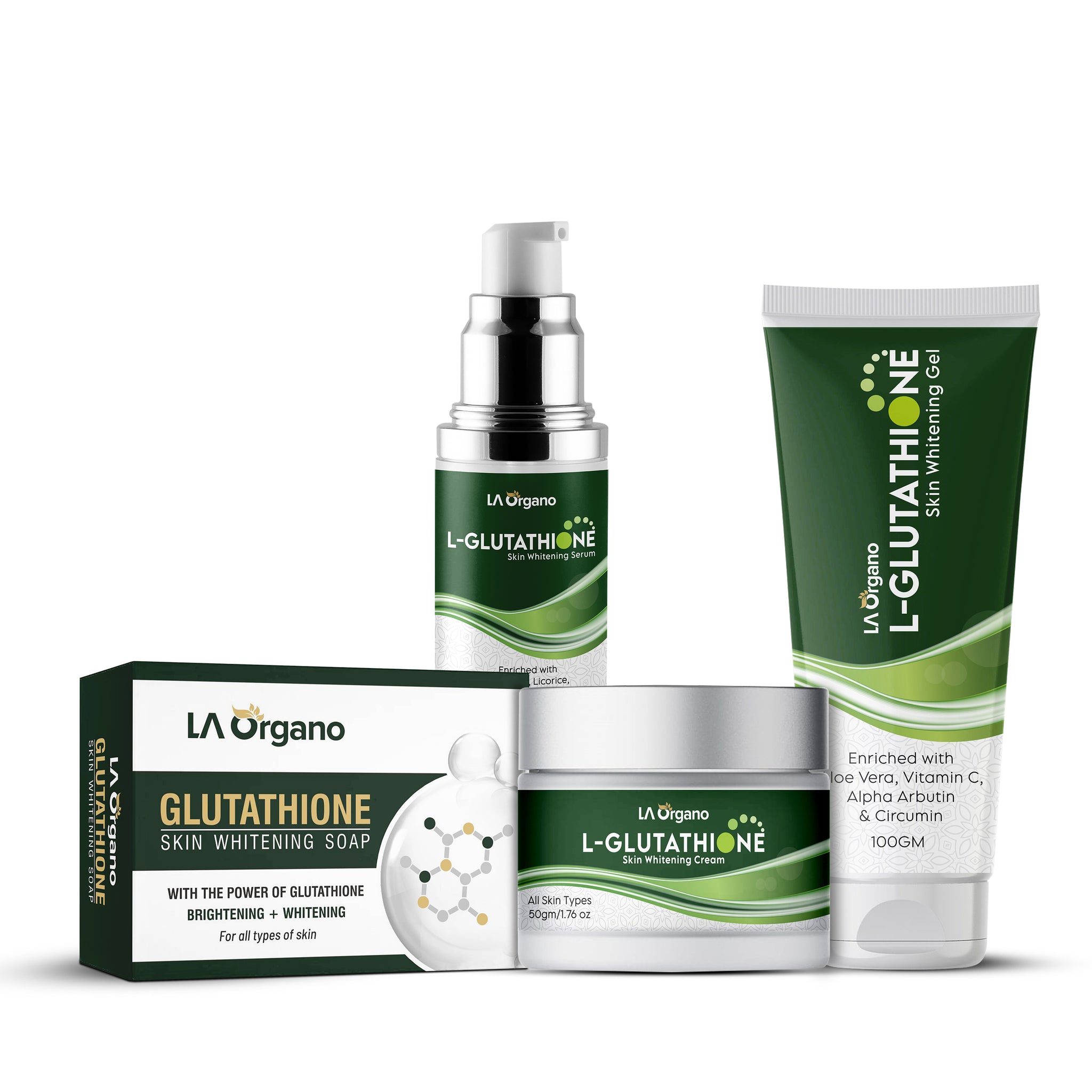 LA Organo Glutathione Gel, 100g & Glutathione Serum, 30ml & Glutathion