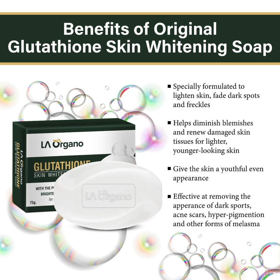 LA Organo Glutathione Cream, 50g & Glutathione Face Scrub, 50g & Glutathione Soap (Pack of 3)