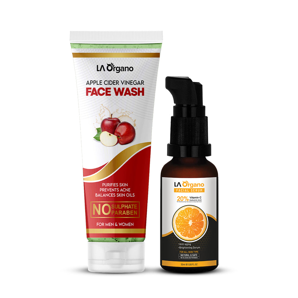 Face Glow Serum with 20% Vitamin C & Apple Cider Vinegar Face Wash Combo (Pack of 2)
