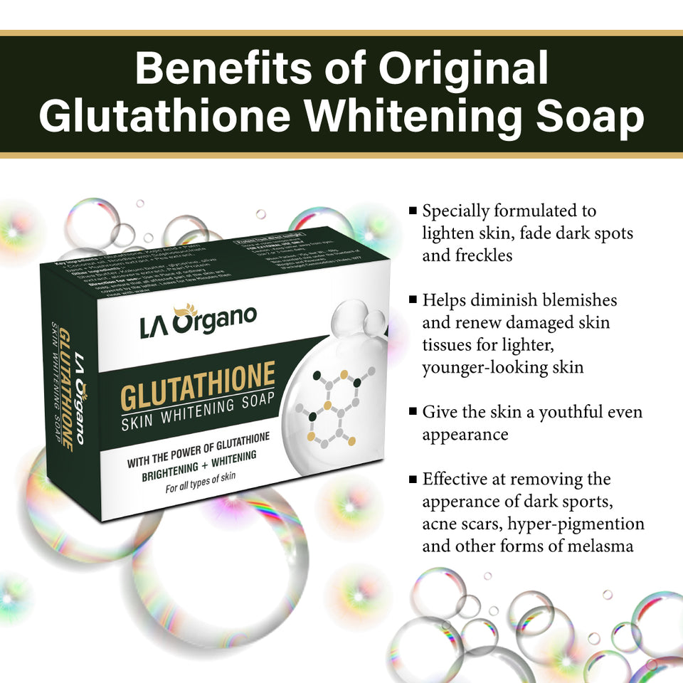 Glutathione Skin whitening Soap(100gX2) with 20% Vit C Face Glow Serum(30ml)Skin Care Combo