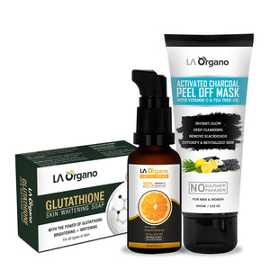 Glutathione whitening Soap(100g) with Face Glow Serum(30ml)+Activated Charcoal Peel Off Mask(100g) Skin Care Combo