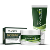 L- Glutathione Face and Body Scrub, Gluta Gel & Soap Combo for Skin Whitening, Brightening & Anti Ageing, Enrich with Vitamin C
