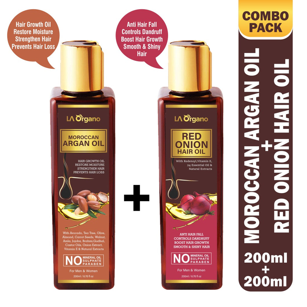 Moroccan Argan Oil & Red Onion Hair Oil 200ml Combo(Pack of 2)