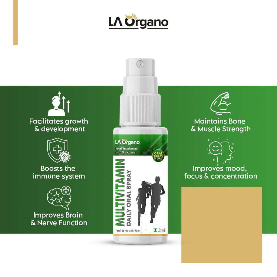 LA Organo Multivitamin Daily Oral Spray to Increase Immunity, Energy & Stamina- 240 Spray  (40 ml)
