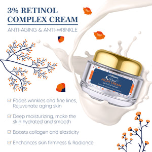 3% Retinol Night Cream for Wrinkles, Fine Lines and Skin Dullness | With Hyaluronic Acid & Vitamin E | 50 GM