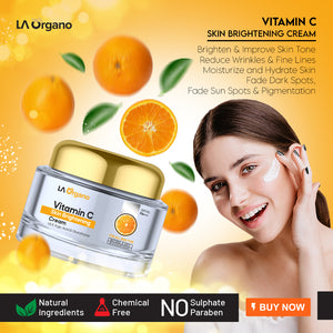 Vitamin C Skin Brightening Cream Enriched with Vitamin E, Kojic Acid, Licorice, Teatree Oil & Glutathione (50 gm)