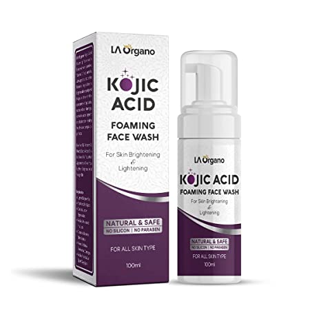 LA Organo Kojic Acid Foaming Face Wash Enriched with Licorice, Vitamin C, Niacinamide for Skin Brightening & Lightening, Reduce Dark Spots, Wrinkles & Fine Lines 100 ML